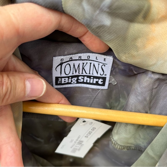 Carole Tomkins The Big Shirt Tie Dye Rayon Cowl Neck Paulie Shirt Sz 2(Sz 16-20) - Picture 3 of 16